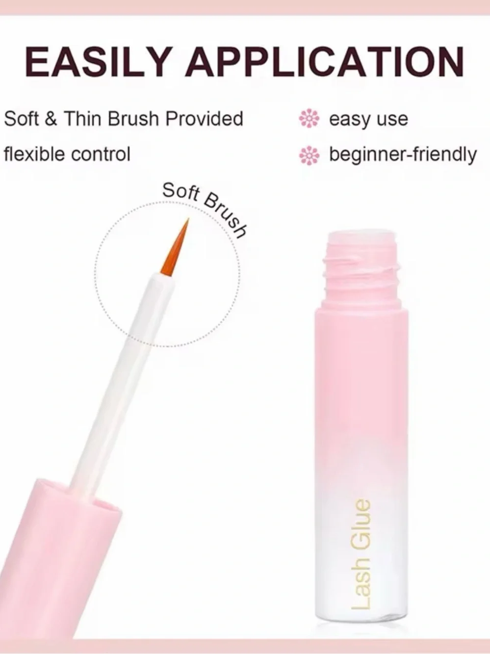 White False Eyelash Glue with Rose Gold Cap - Strong Clear Hold